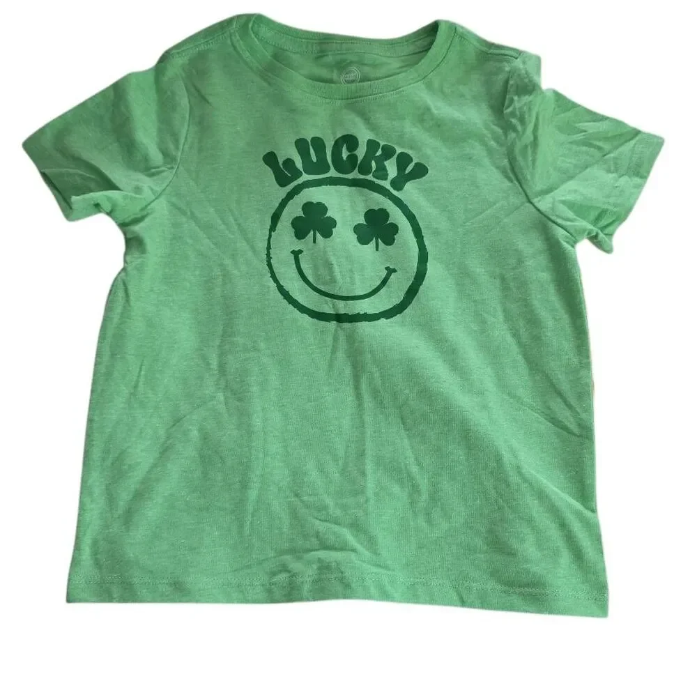 Wonder Nation Girl's Green Set of 2 5T/ 7-8 St Paddy’s Day Tshirts